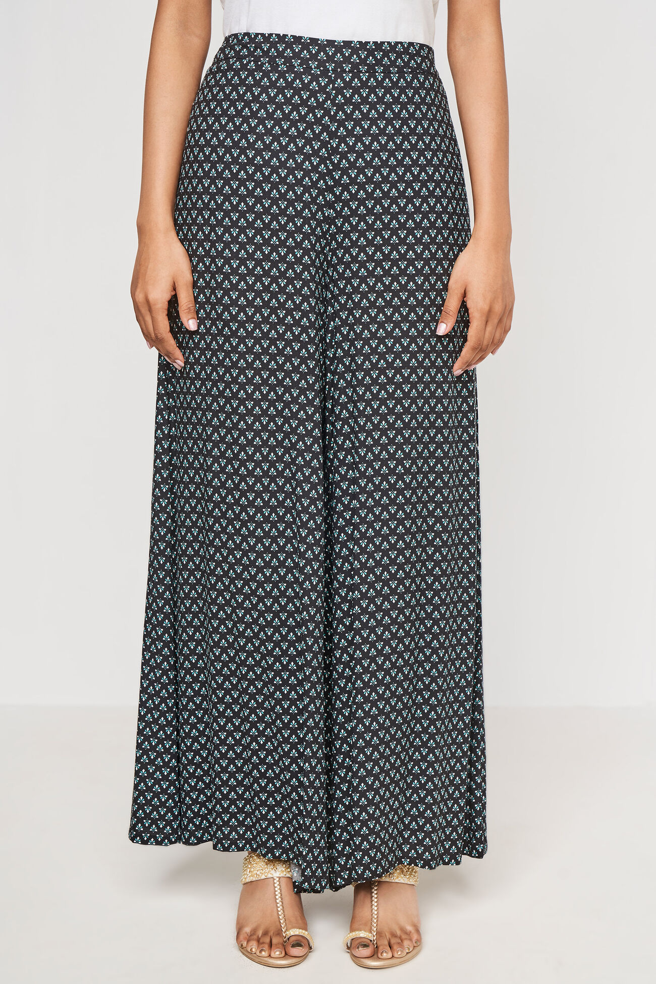 Black Geometric Straight Bottom, Black, image 1